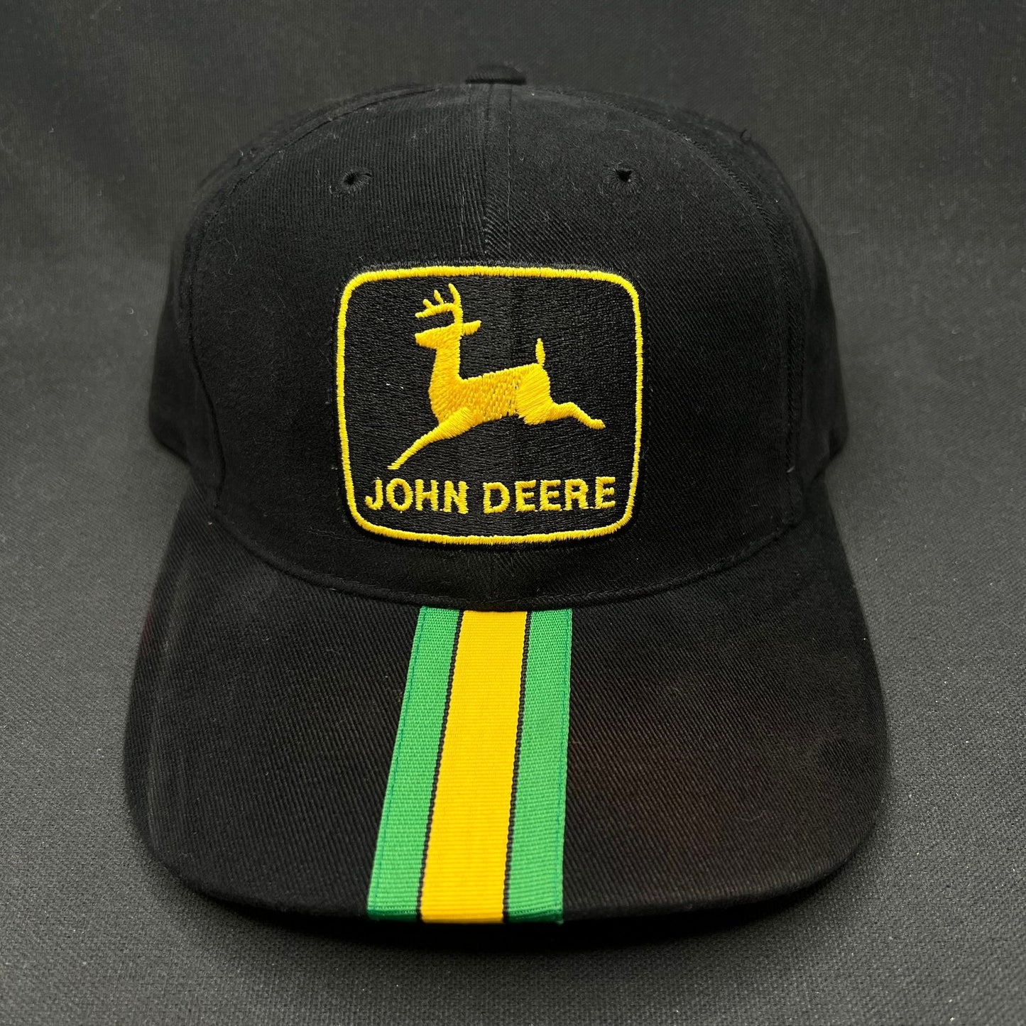 Vintage John Deere NASCAR Strapback Hat Black Track Gear Racing