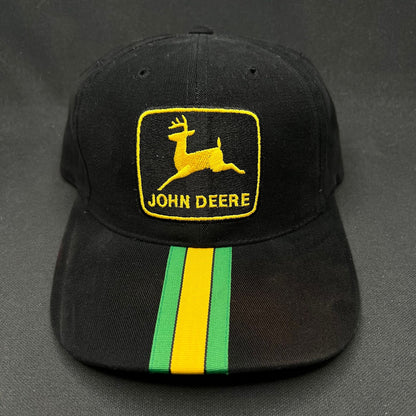 Vintage John Deere NASCAR Strapback Hat Black Track Gear Racing