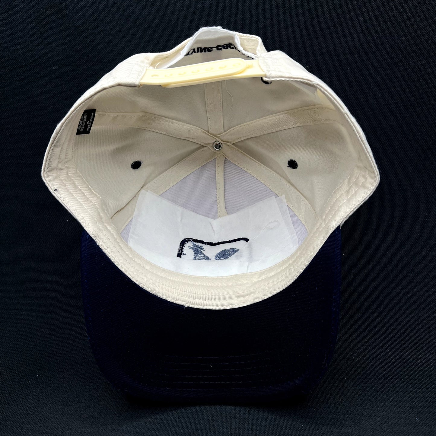 The Flying Cock NYC Rooster Snapback Hat Navy Cream Embroidered Rooster Cap NWT