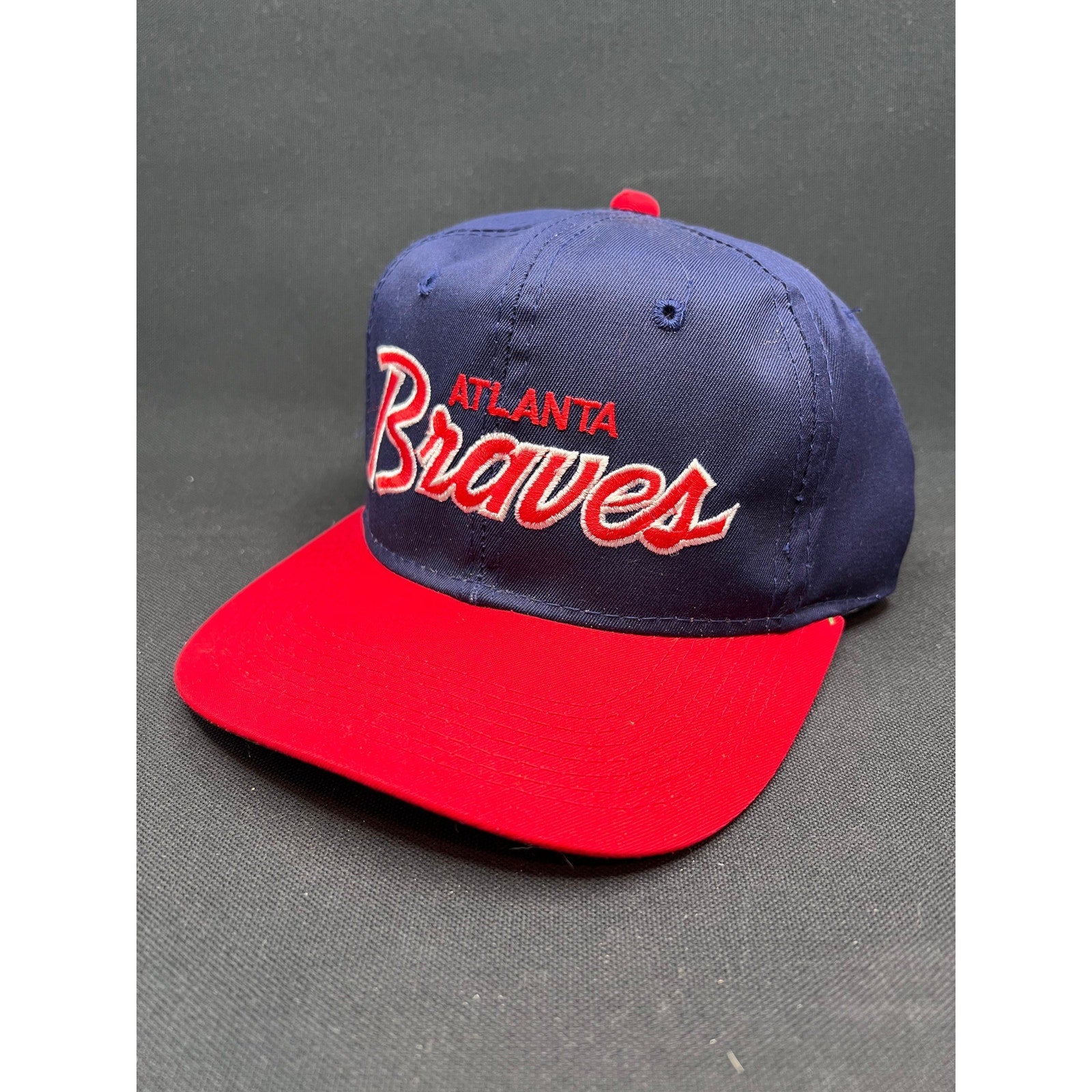 Vintage 90s Atlanta Braves Sports Specialties Script Hat The Twill Korea DS