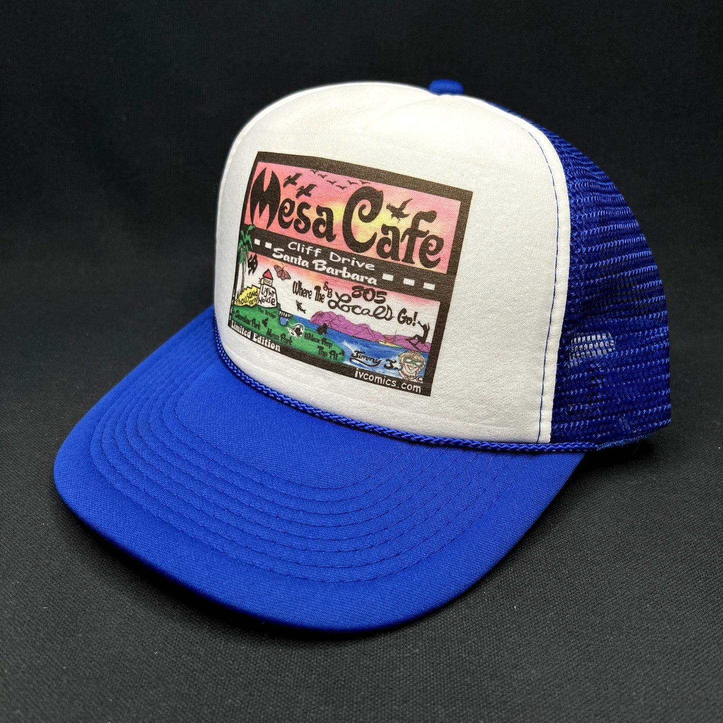 Mesa Cafe Santa Barbara Trucker Snapback Hat Blue SoCal Local