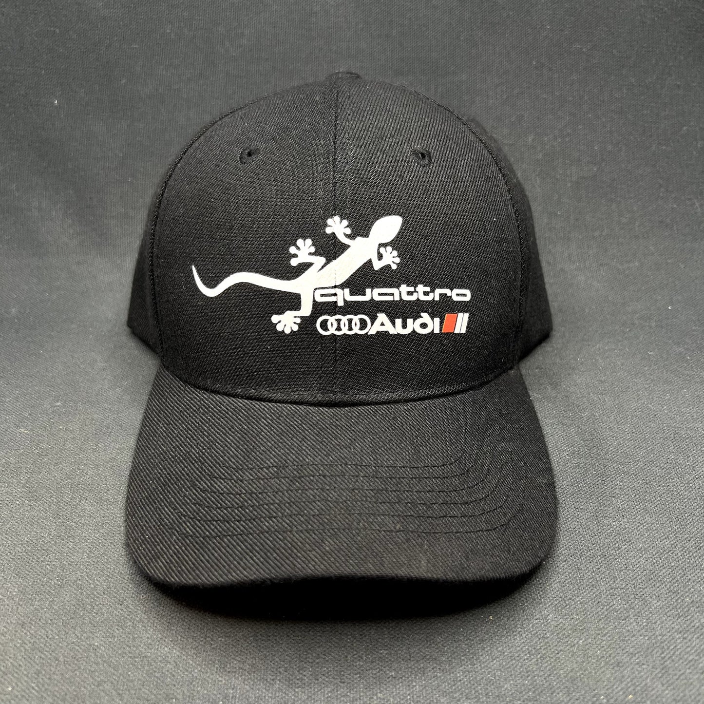 Audi Quattro Gecko Strapback Hat Black Adjustable VW Volkswagen Motorsport