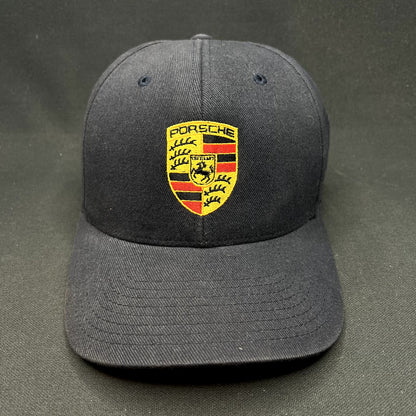 Porsche Woodland Hills Flexfit Hat Black Crest Logo Yupoong Cap M/L