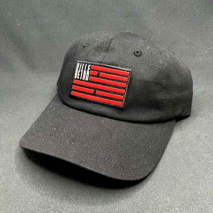BilleBeino Strapback Hat Black Red Flag Logo Finland Streetwear NWT