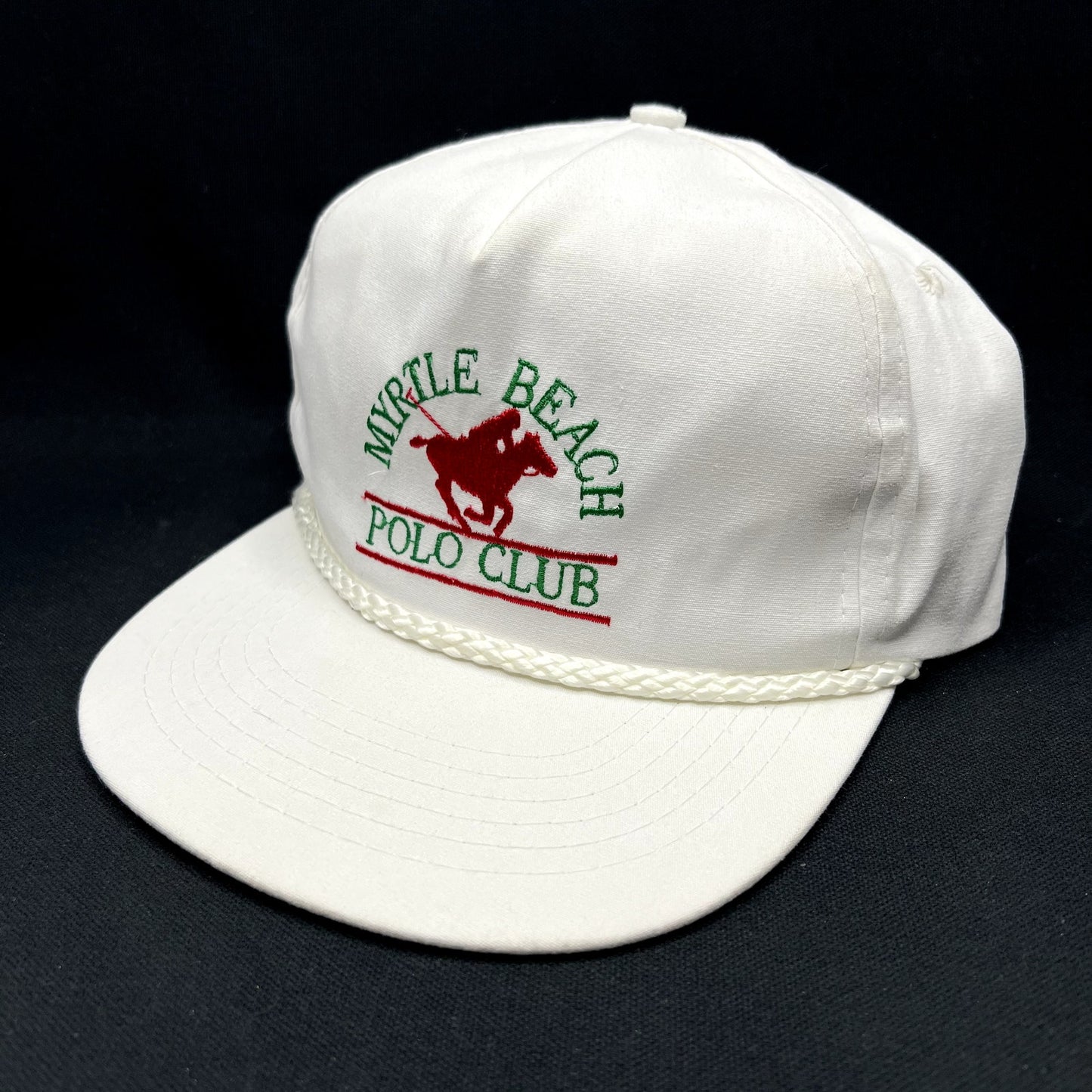 Vintage Myrtle Beach Polo Club Snapback Hat Rope Trucker White