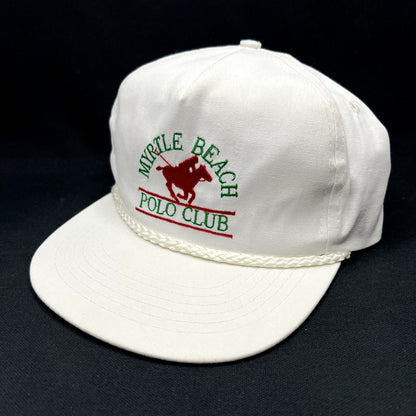Vintage Myrtle Beach Polo Club Snapback Hat Rope Trucker White