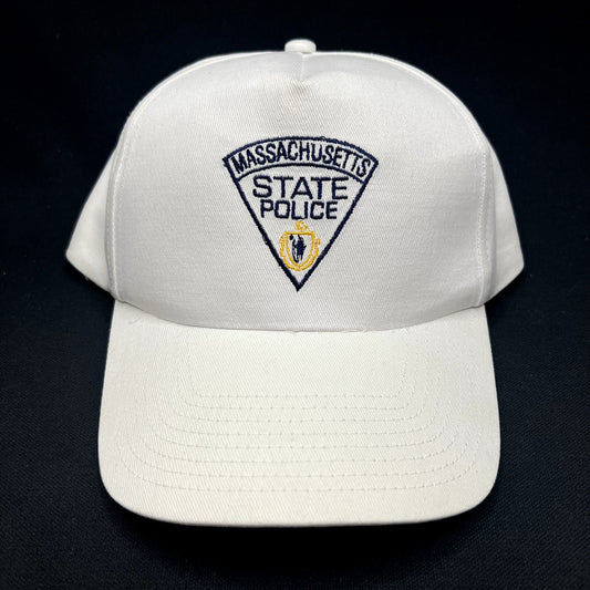 Vintage Massachusetts State Police Snapback Hat White USA Law Enforcement