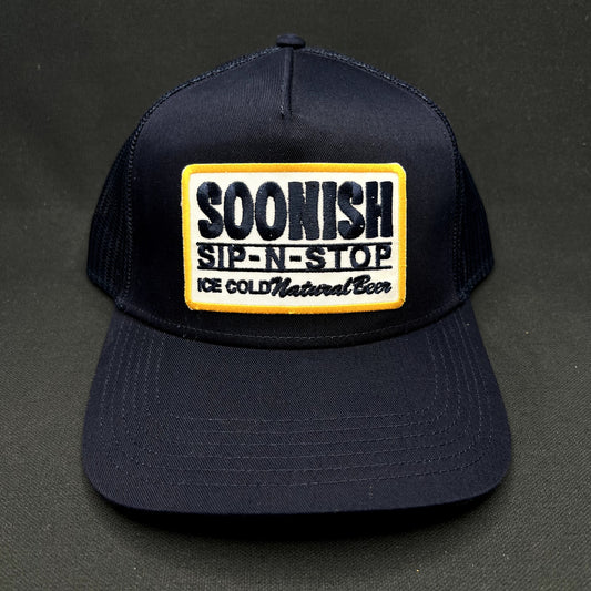 Soonish Sip-N-Stop Ice Cold Natural Beer Snapback Trucker Hat Otto
