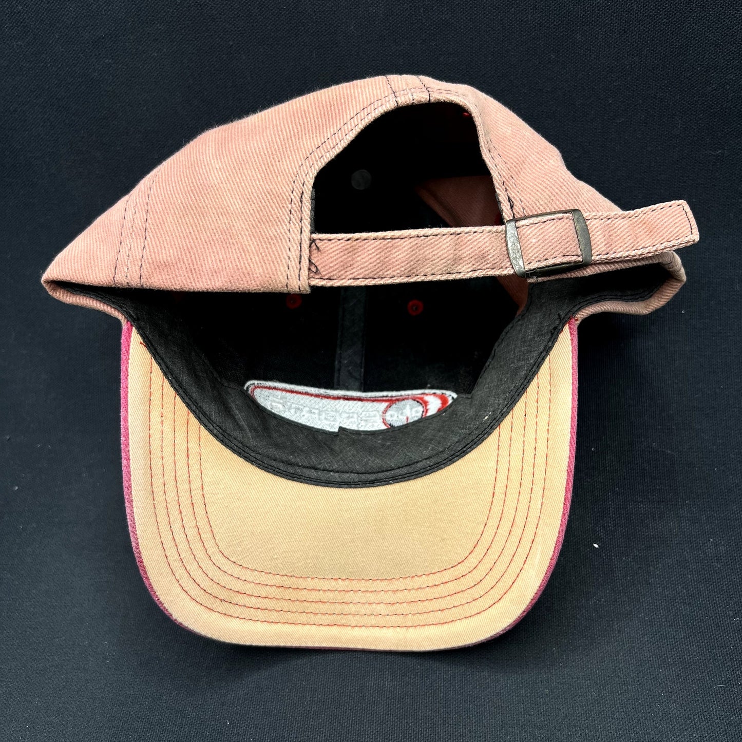 Vintage ABC Sports Strapback Hat Two-Tone Pink Tan Broadcast TV Cap