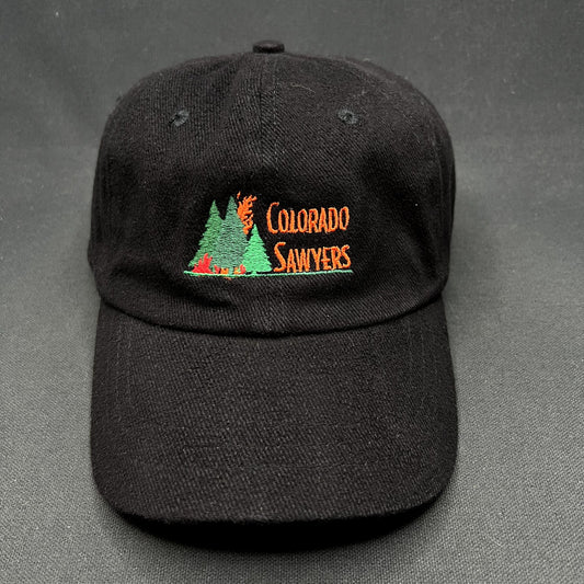 Vintage Colorado Sawyers Strapback Hat Black KC Caps Head Shot Outdoor Cap