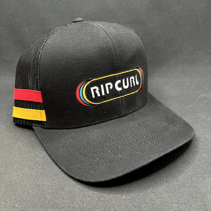 Rip Curl High Profile Trucker Snapback Hat Black Retro Surf Cap