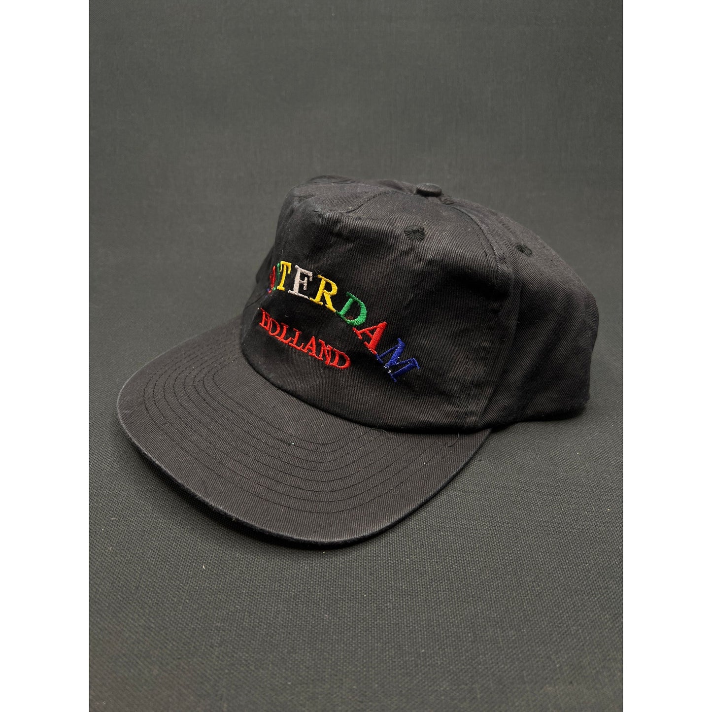 Vintage 1990s Amsterdam Holland Snapback Hat – Rainbow Embroidery, Heady Cap