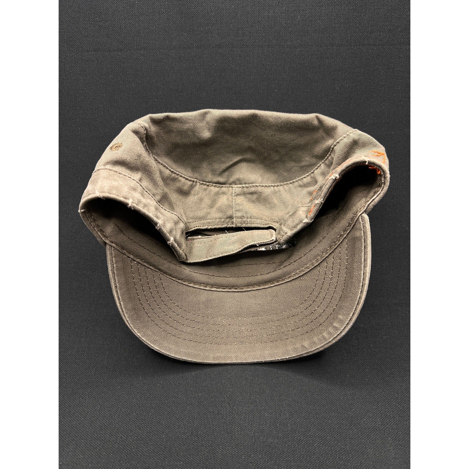Vintage Lotus Ridge Kauai Military-Style Cap – Distressed Olive Cotton