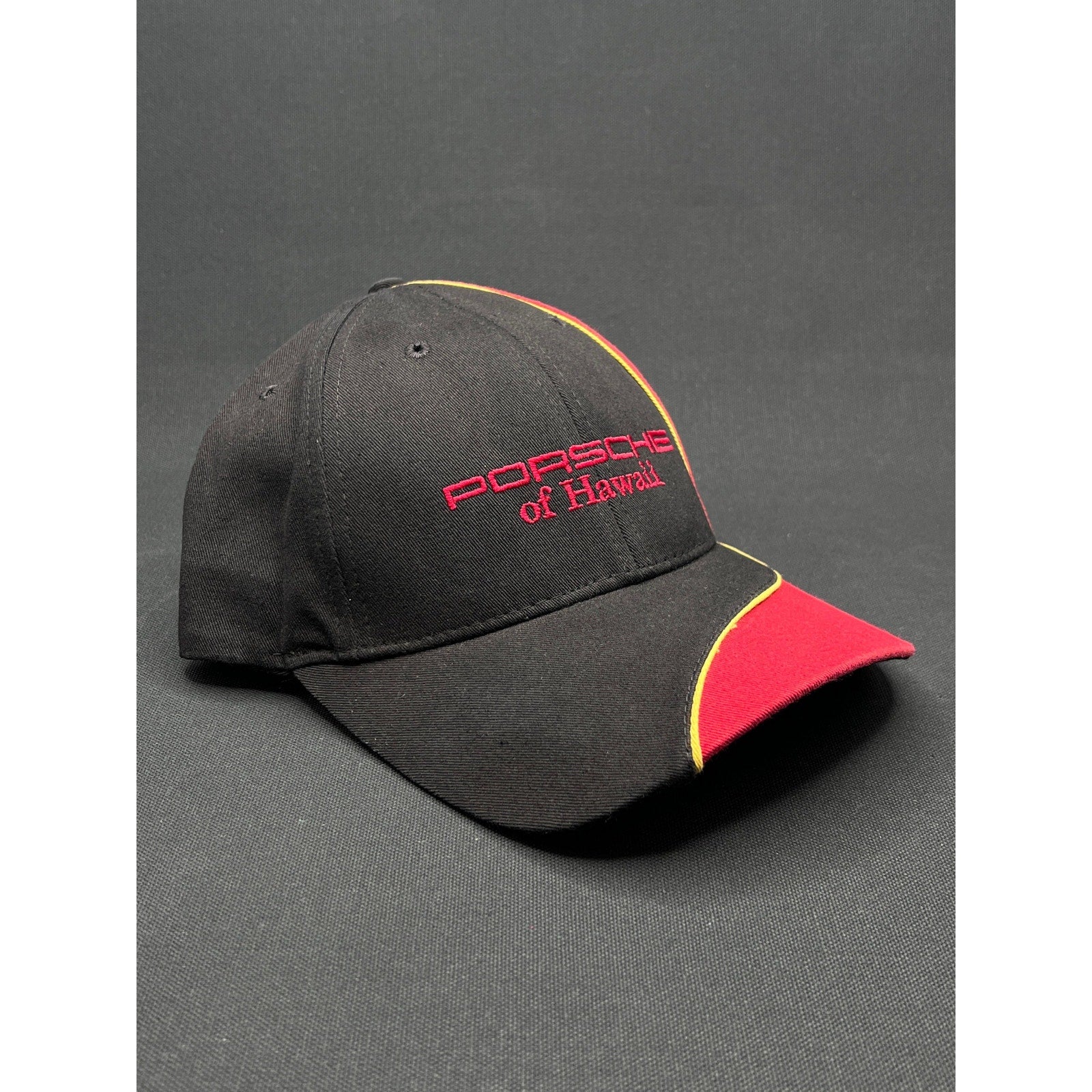 Porsche of Hawaii Vintage Strapback Hat Black Red Dealer Promo