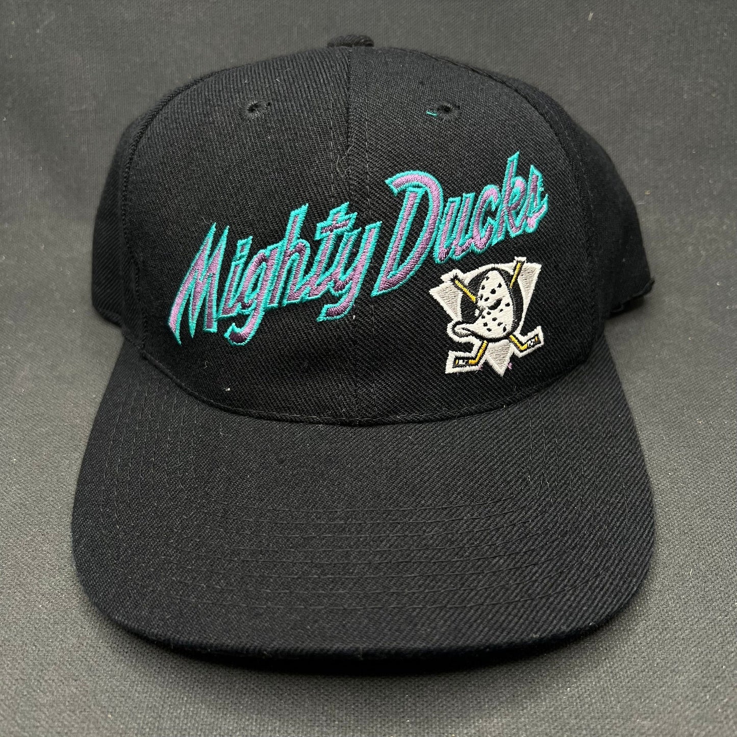 Vintage Anaheim Mighty Ducks Sports Specialties Script Snapback Hat NHL