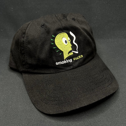 Vintage Smoking Sucks Anti Smoking Snapback Hat Black 90s