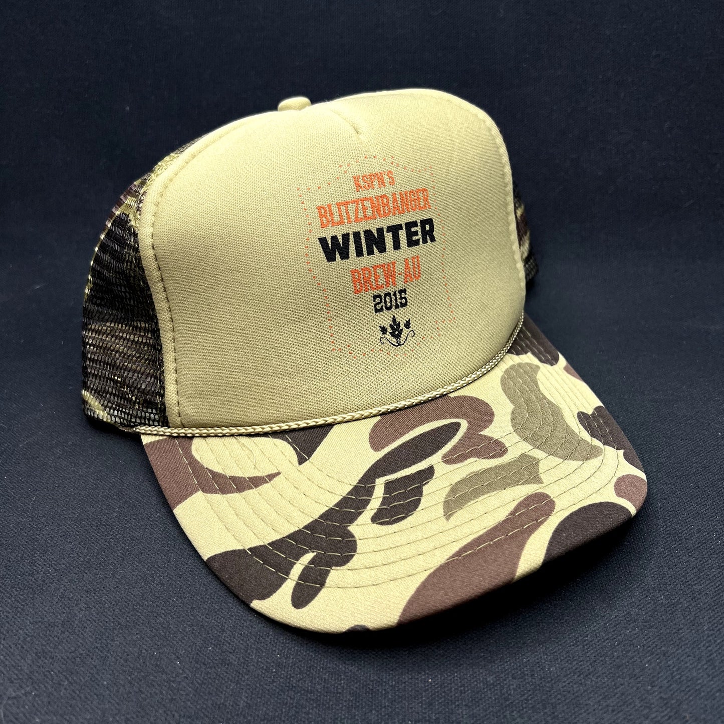 2015 KSPN Blitzenbanger Winter Snapback Trucker Hat Aspen Colorado Camo OTTO