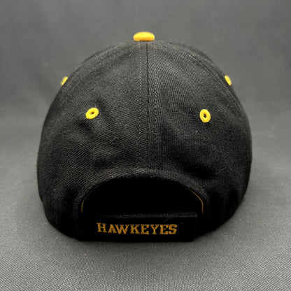 Vintage Nike Iowa Hawkeyes Strapback Hat Black Yellow Team Sports Cap