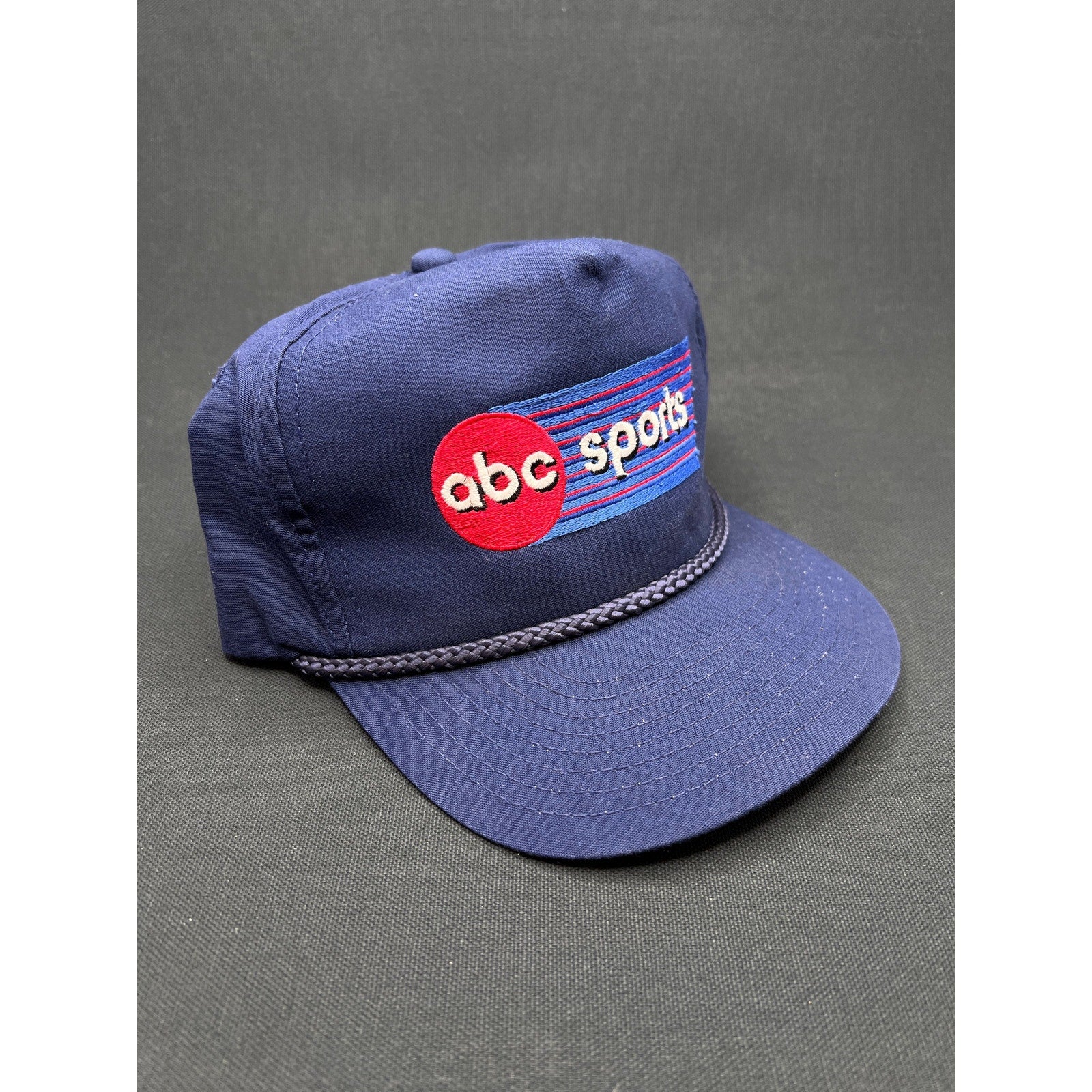 Vintage 80s ABC Sports Rope Snapback Hat Navy Blue AJD Made Korea
