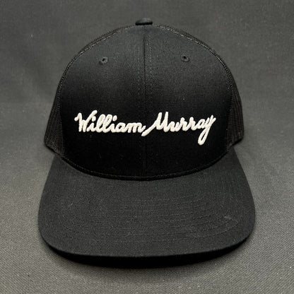 William Murray Golf Script Logo Snapback Trucker Hat Plaid Undervisor