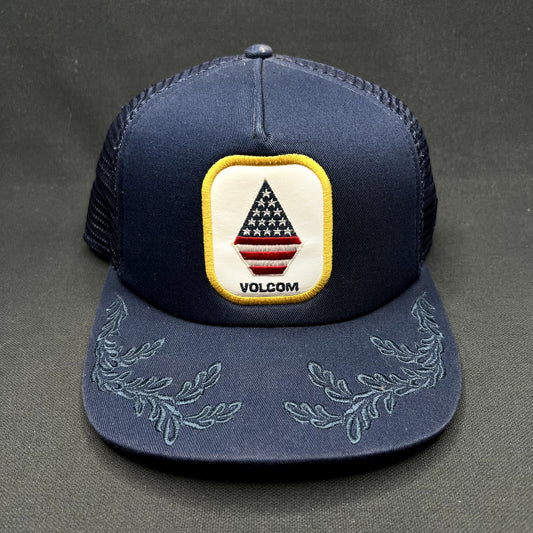 Volcom New Era 9FIFTY Trucker Snapback Hat USA Stone Navy