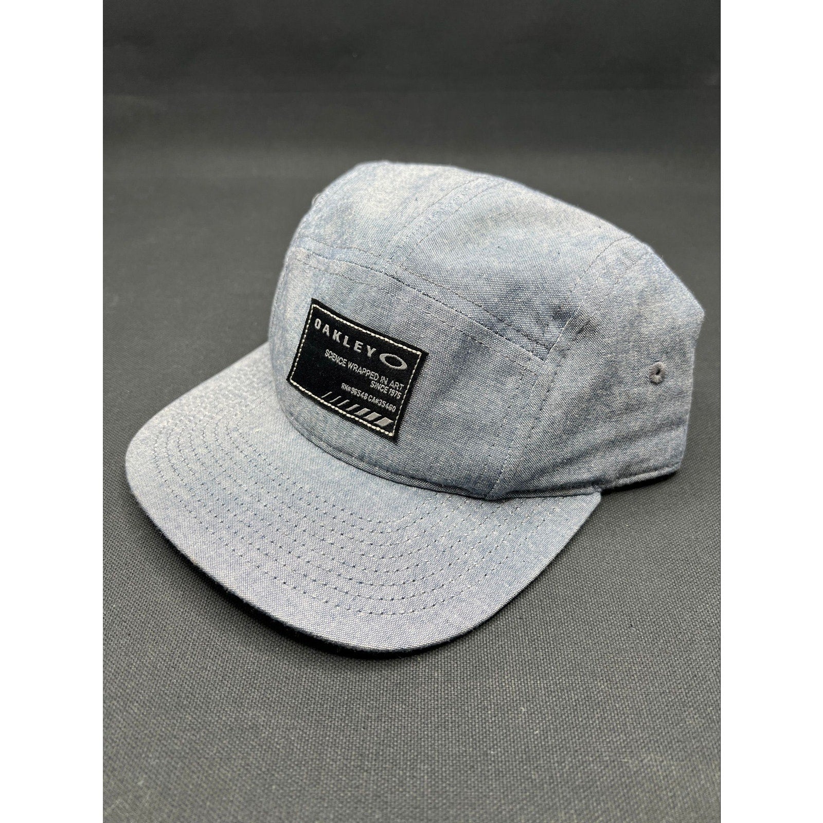 Oakley “Science Wrapped in Art” 5-Panel Cap – Light Denim Chambray Adjustable