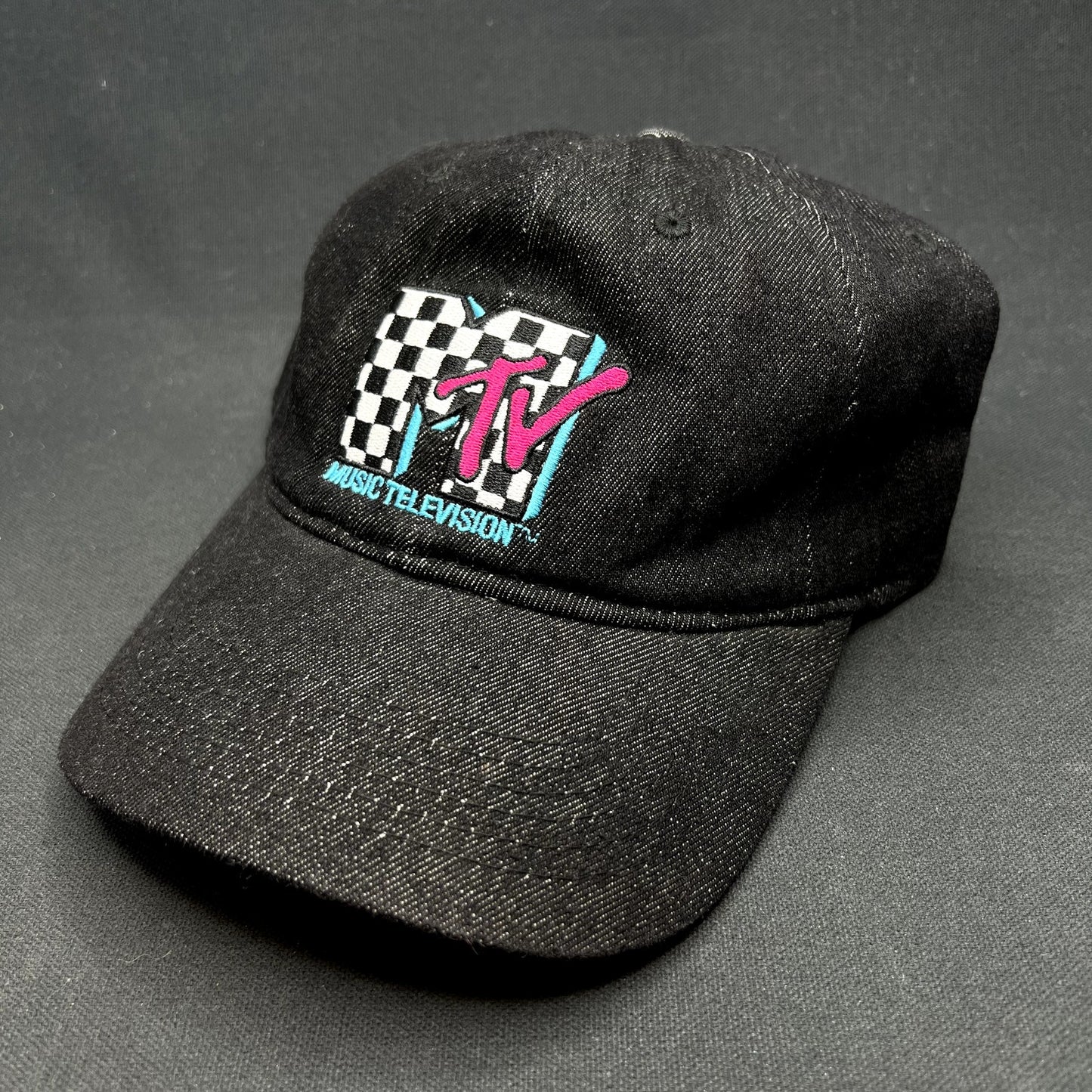 MTV Music Television Checkered Logo Strapback Hat Black 2018 Adjustable Cap