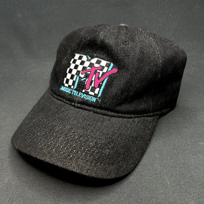 MTV Music Television Checkered Logo Strapback Hat Black 2018 Adjustable Cap