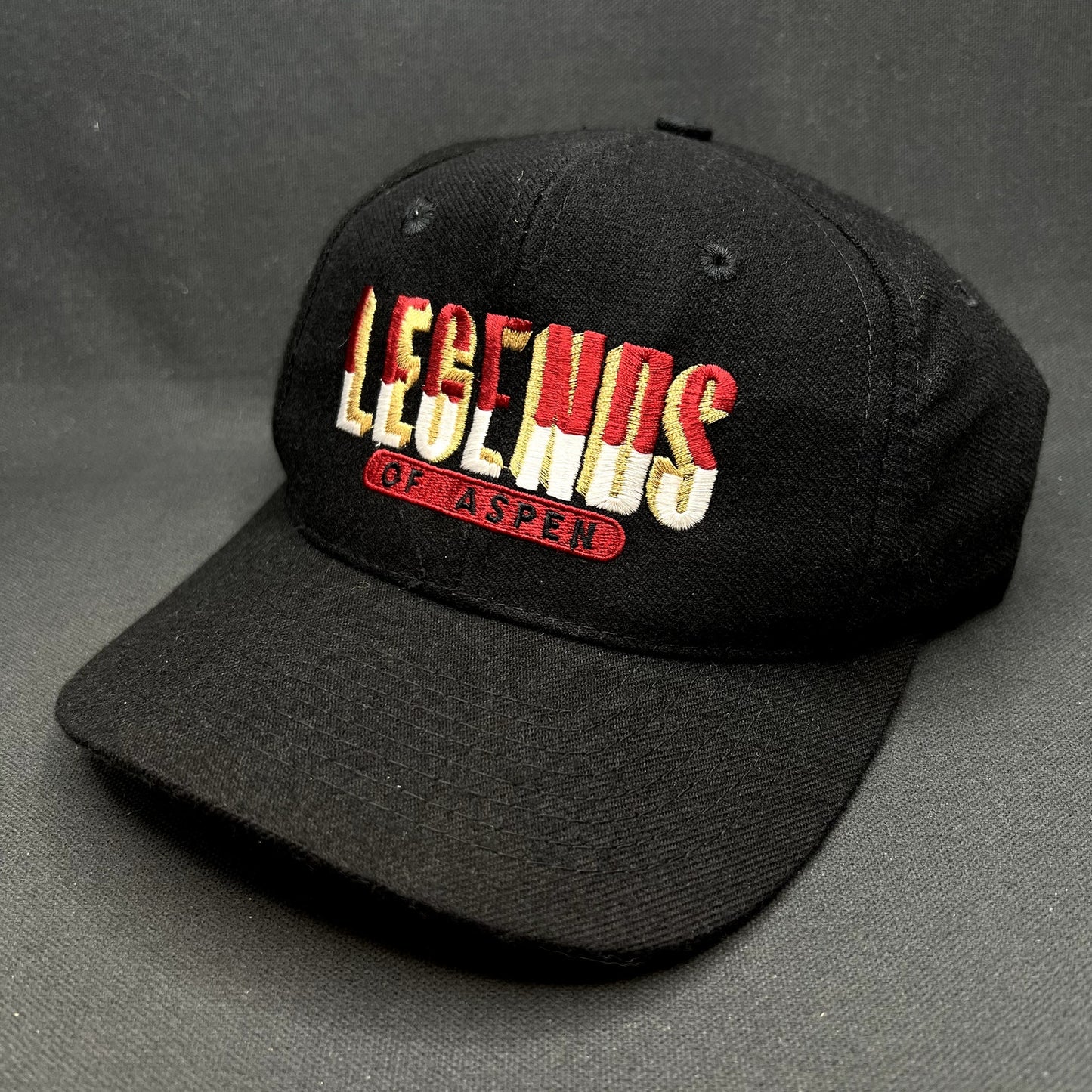Vintage Legends of Aspen Snapback Hat Black Ski Resort Colorado Cap