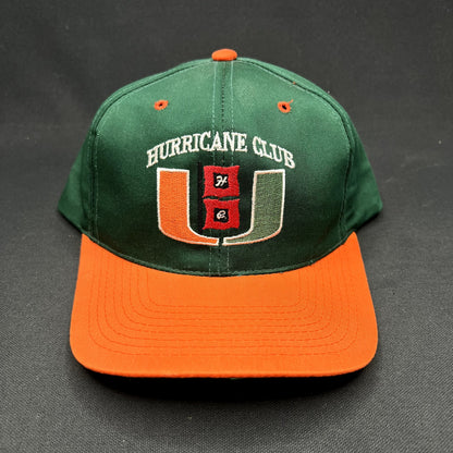 Vintage Miami Hurricanes Hurricane Club Snapback Hat Green Orange