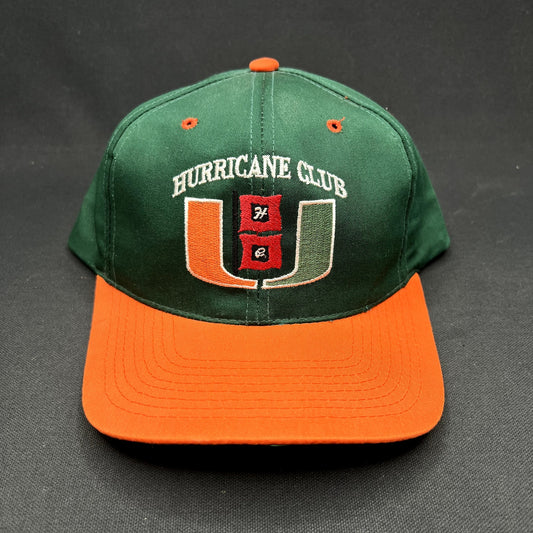 Vintage Miami Hurricanes Hurricane Club Snapback Hat Green Orange