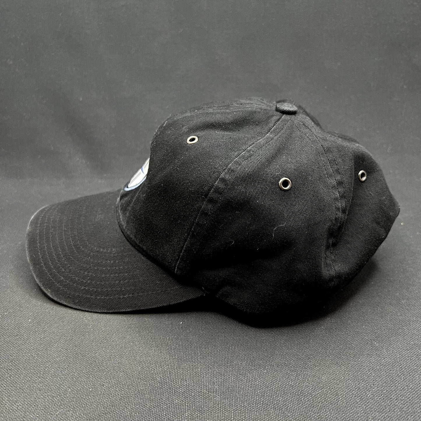 Vintage Nike Soccer Shield Strapback Hat Black Swoosh Cap Y2K