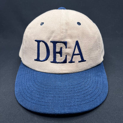 Vintage DEA Strapback Hat Yupoong Cotton Two Tone Blue Tan Cap