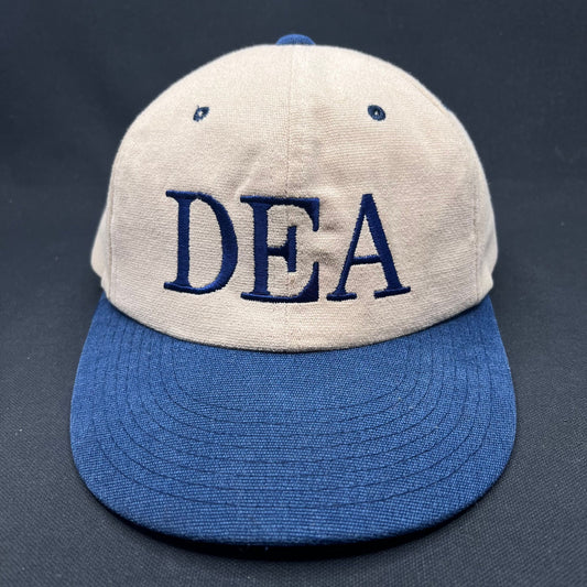 Vintage DEA Strapback Hat Yupoong Cotton Two Tone Blue Tan Cap