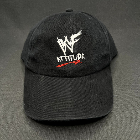 Vintage WWF Attitude Era Snapback Hat Black Made in USA Wrestling