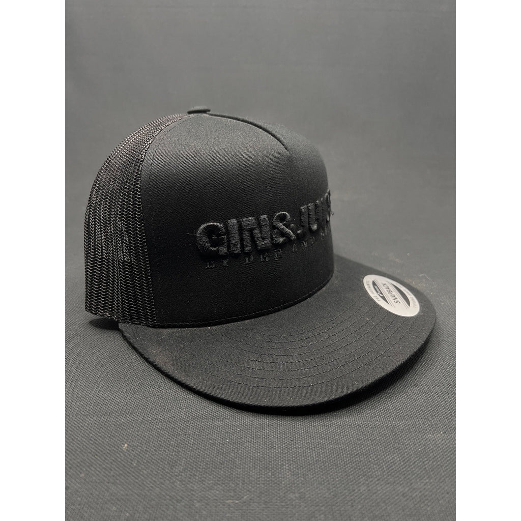 Gin & Juice by Dre & Snoop Snapback Hat – Black-on-Black Puff Embroidery Parental Advisory