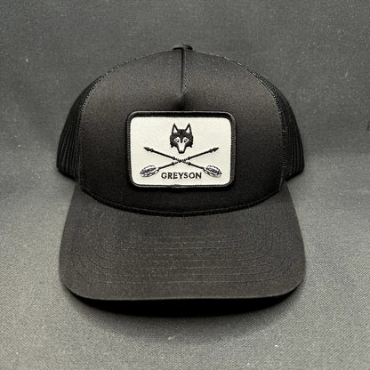 Greyson Clothiers Cross Arrows Wolf Trucker Snapback Hat Black Golf Cap