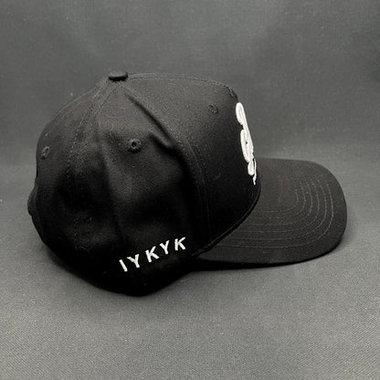Dad Gang Designed by Dads Black Snapback Hat Script Logo Adjustable Cap