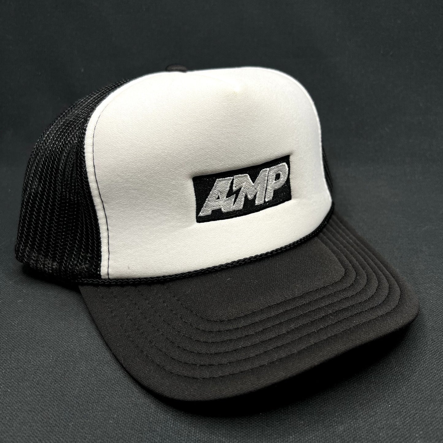 AMP Any Means Possible Trucker Hat Black White Snapback
