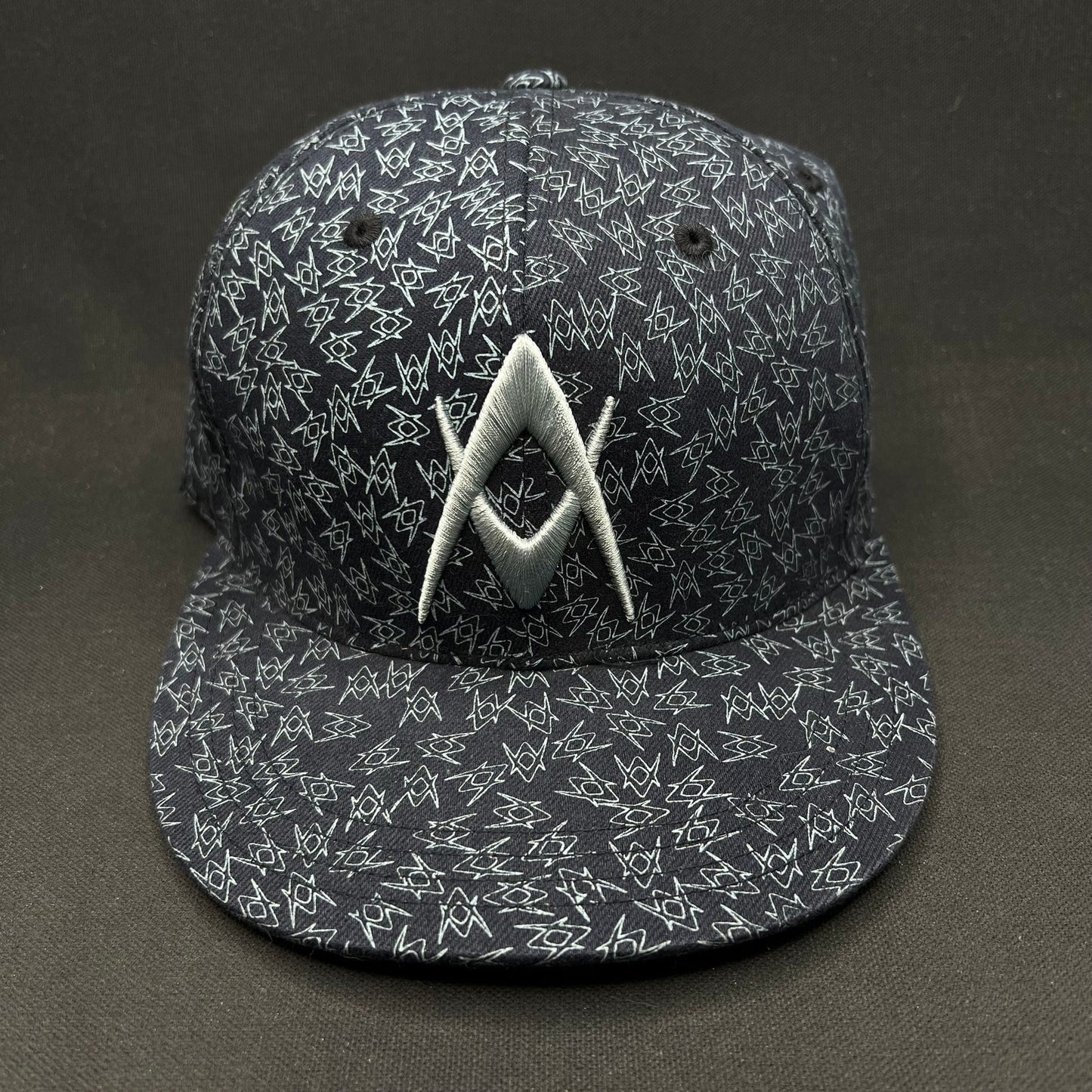 Volkl Ski Hat Fitted 7 5/8 Black Pattern Snapback Cap Atomic Style