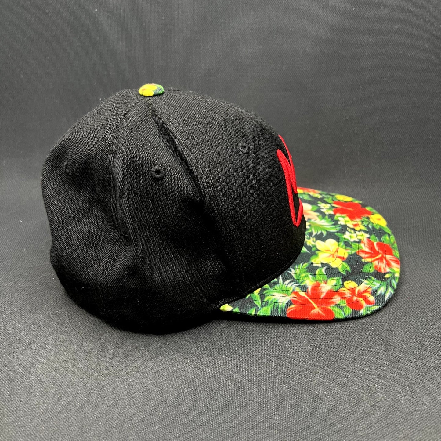 Mammoth Mountain Tropical Floral Brim Snapback Hat Black Resort Cap