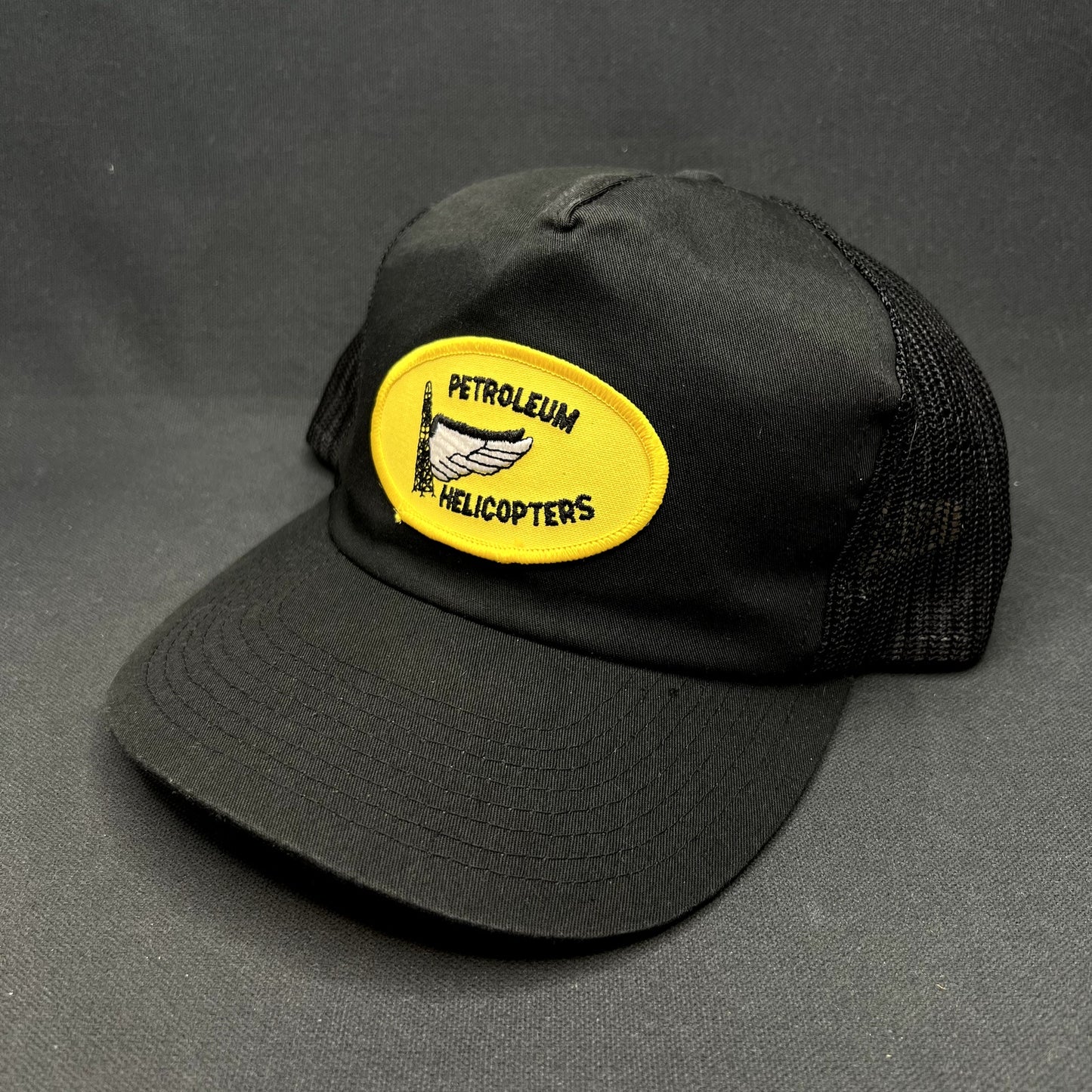 Vintage Petroleum Helicopters Snapback Trucker Hat Black Mesh Oilfield Aviation