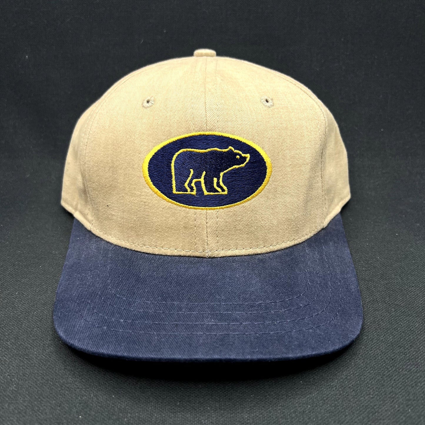 Jack Nicklaus Golden Bear Golf Strapback Hat Khaki Navy Leather Strap Cap