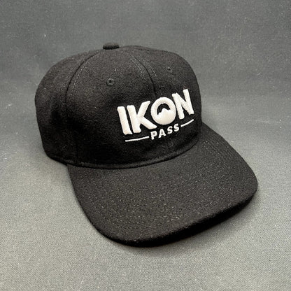 Ikon Pass Mammoth Mountain Black Wool Blend Strapback Hat Otto Ski Snowboard