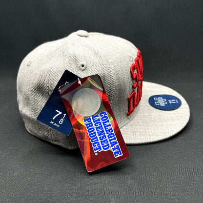 South Dakota Collegiate Licensed Fitted Hat 7 1/8 Gray Red