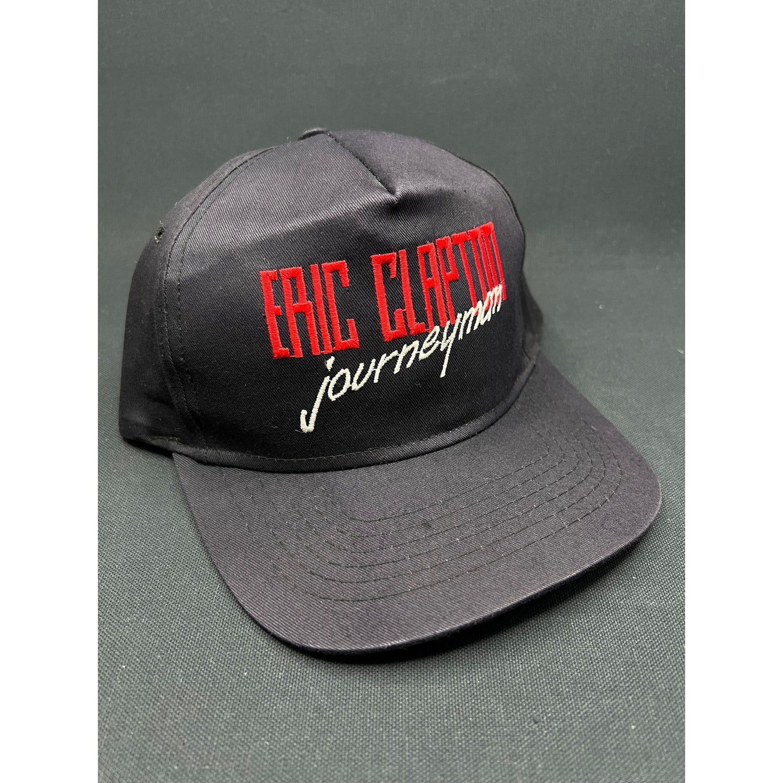Vintage 1989 Eric Clapton Journeyman Tour Hat Black Embroidered Snapback Taiwan