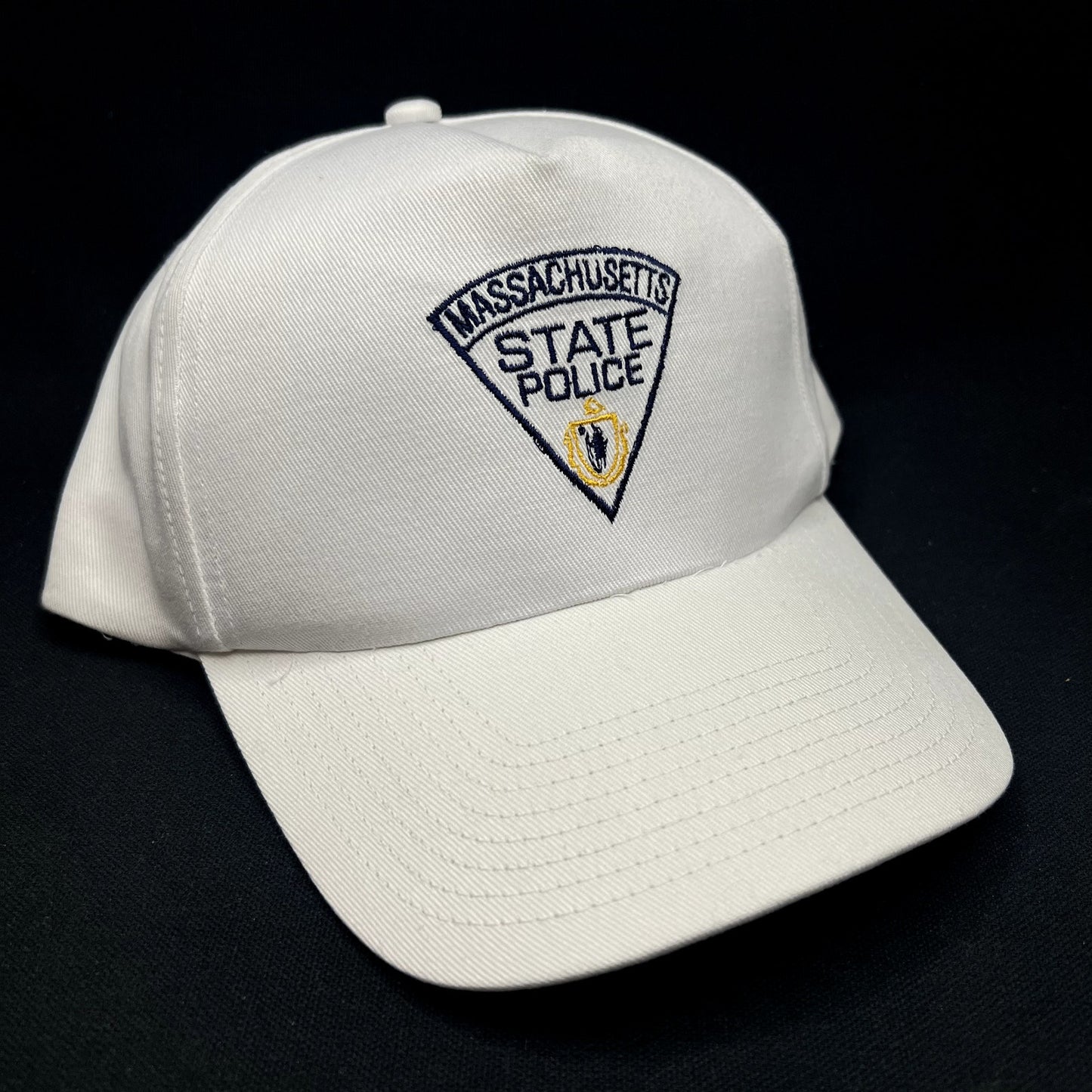 Vintage Massachusetts State Police Snapback Hat White USA Law Enforcement