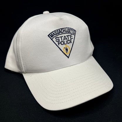 Vintage Massachusetts State Police Snapback Hat White USA Law Enforcement