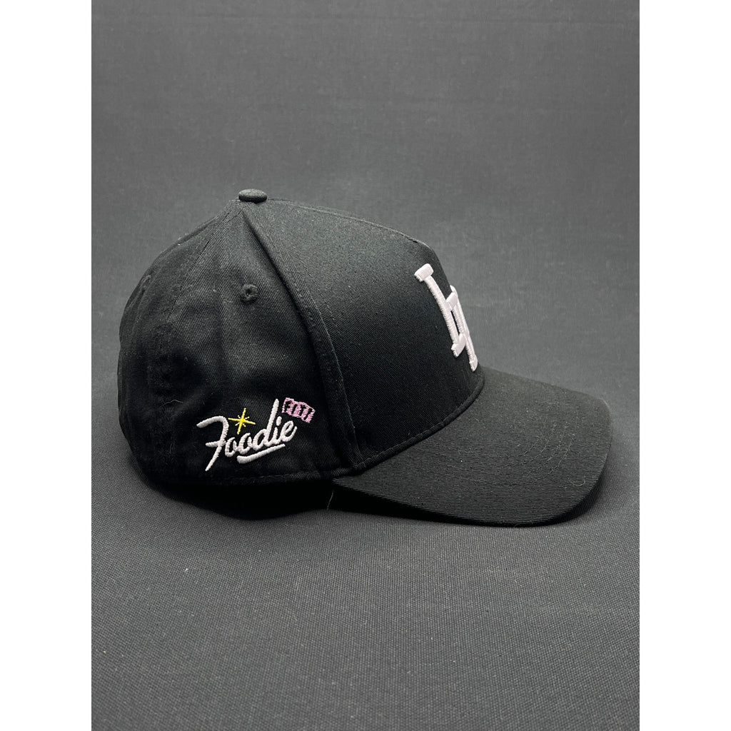 Okami Brand LV Las Vegas LA Flip Black Strapback Hat Streetwear Embroidered Logo