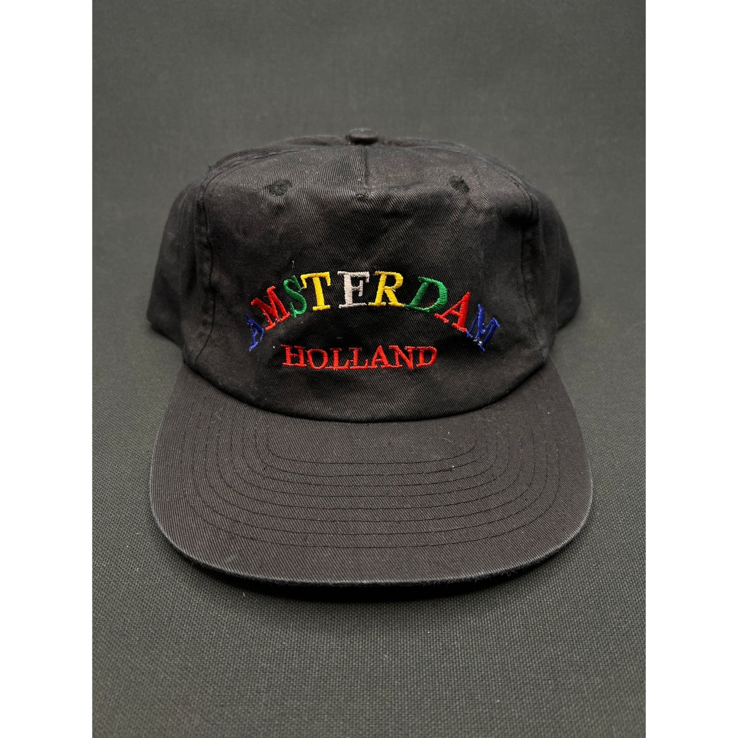 Vintage 1990s Amsterdam Holland Snapback Hat – Rainbow Embroidery, Heady Cap